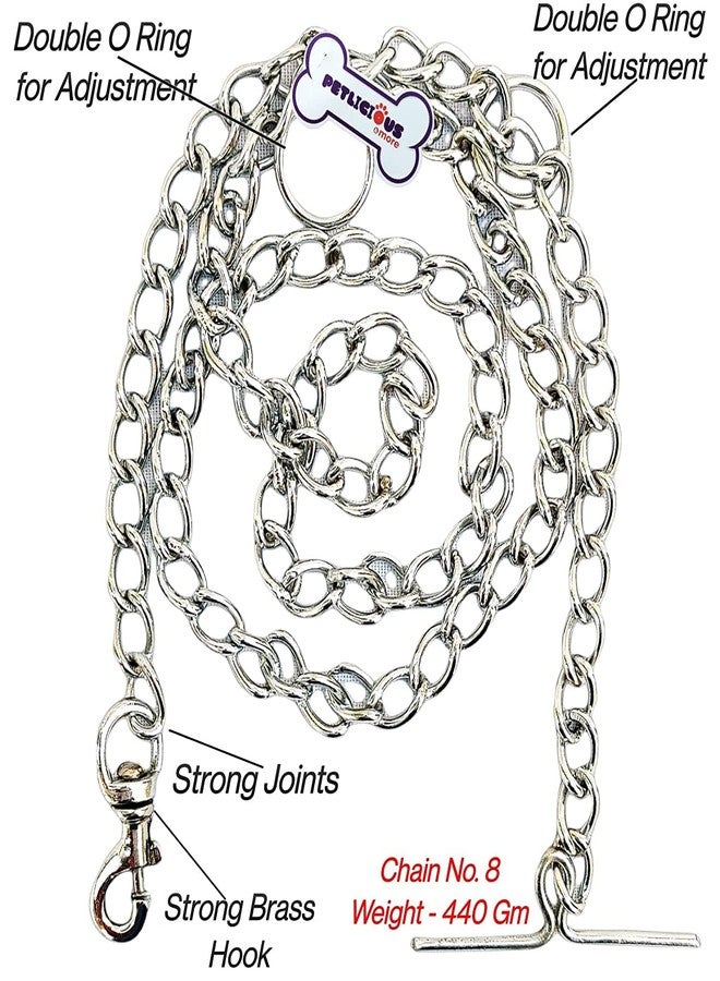 Petlicious & More® 1" Inch Thick Medium & Large Dog Collar with Dog Chain I Collar Size 12-20 Inch I Chain No. 8 Length 5 ft - Pack of Blue Collar with Dog Chain - Image 3